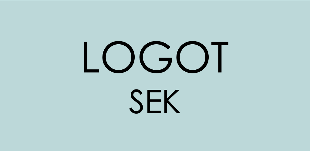 Logot SEK mustalla tekstillä vedenvihreällä pohjalla