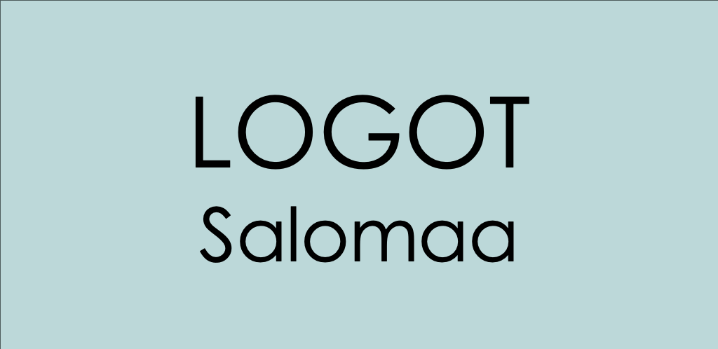 Logot Salomaa mustalla tekstillä vedenvihreällä pohjalla